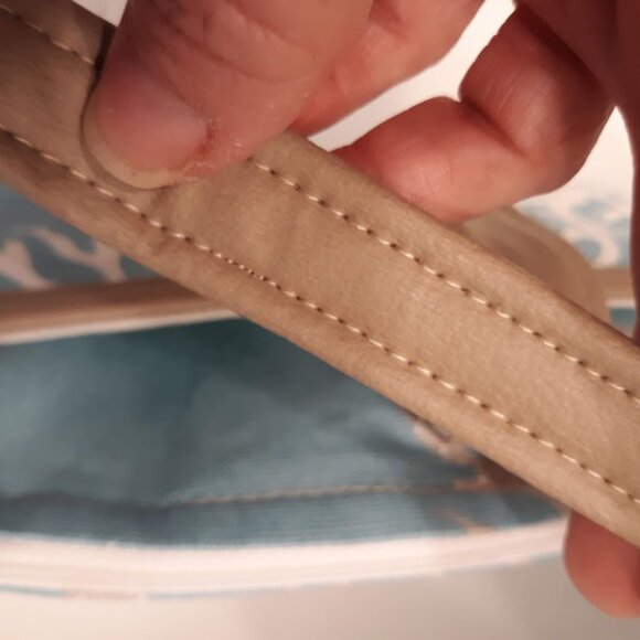 New Artsy Tree Branches Canvas & Vinyl Purse Shoulder bag Aqua Tan White coastal - Picture 10 of 11